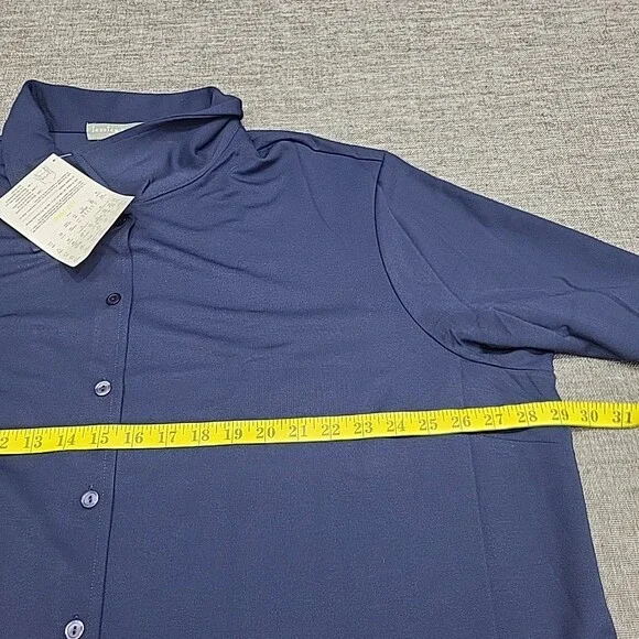 Jessica Holbrook Womens Button Front Shirt 3X Plus Size Navy Long Sleeves Top - Picture 2 of 8